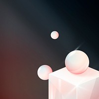3D cube and sphere abstract design on black background vector
