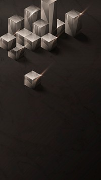 3D cube abstract design on black background mobile phone wallpaper vector