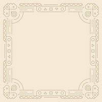 Ethnic geometrical patterned blank beige frame vector