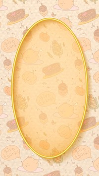 Gold frame on Thanksgiving doodle seamless mobile phone wallpaper vector