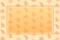 Frame on autumnal leaf doodle seamless patterned background vector