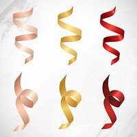 Metallic ribbon element set illustration