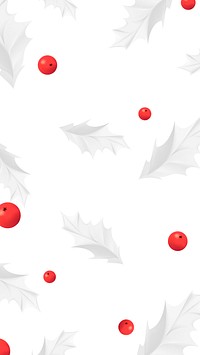 Mistletoe with red berries patterned mobile phone wallpaper vector