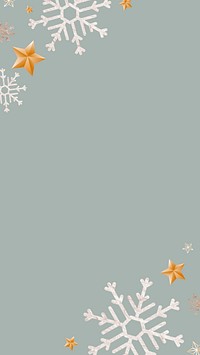 Snowflake patterned on greenish gray mobile phone wallpaper vector