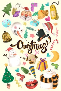 Cute Christmas elements vector set