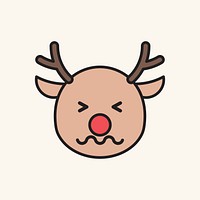 Grimacing Rudolph reindeer emoticon on beige background vector