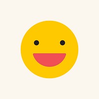 Round yellow smiling face emoticon isolated on beige background vector
