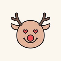 Love stuck Rudolph reindeer emoticon on beige background vector
