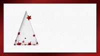 Paper cut Christmas tree greeting card design with red frame vector