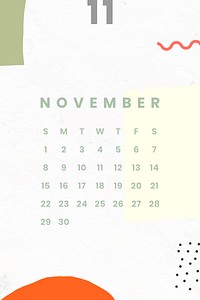 Colorful November calendar 2020 vector