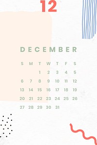 Colorful December calendar 2020 vector