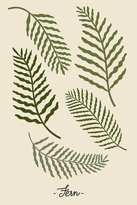 Botanical leaves on a beige background illustration
