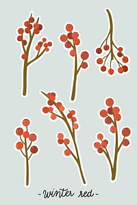 Winterberry branches set illustration