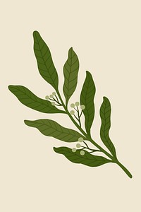 Green leaves on a beige background illustration