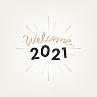 Golden welcome typography 2021 illustration