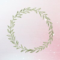 Green wreath on pink background illustration
