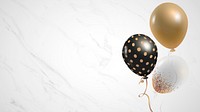 New year party balloons in marble background