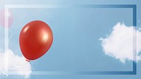 Sky frame psd with red flying balloons