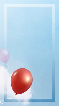 Red flying balloons frame design mobile phone wallpaper vector