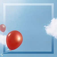 Sky frame psd with red balloons