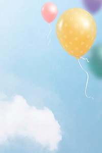 Blue sky background with colorful balloons