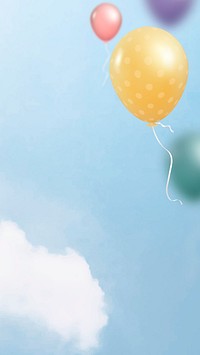 Colorful flying balloons template design mobile phone wallpaper vector