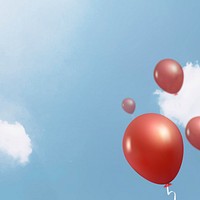 Red flying balloons template design vector