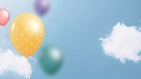 Blue sky background with colorful balloons