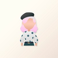 Woman in polka dot dress avatar illustration