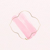 Gold badge with pink watercolor paint vector