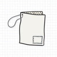 Blank booklet tag tied with string doodle illustration
