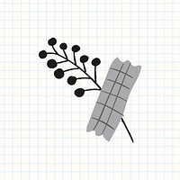 Flowers taped on grid background illustration