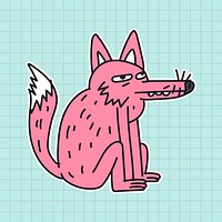 Hand drawn pinky wolf sticker illustration