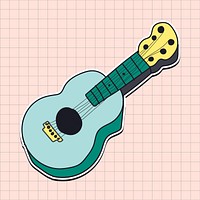 Hand drawn cute guitar sticker vector
