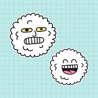 Snowballs with happy face sticker illustration