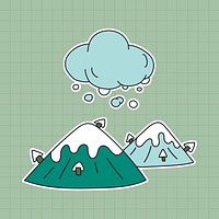 Snowy mountain sticker illustration