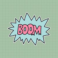Boom word in an exploding bubble sticker illustration