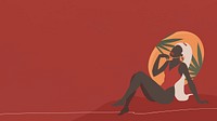 Black woman in a red swimsuit background illustration