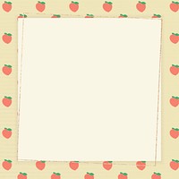 Gold frame on hand drawn peach pattern social template vector
