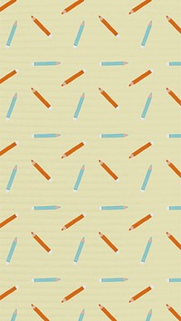 Hand drawn red and blue pencil pattern on yellow background illustration