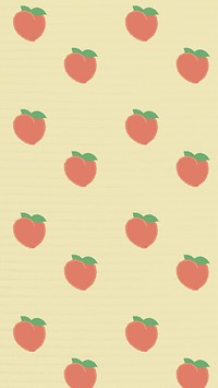 Hand drawn peach seamless pattern mobile phone wallpaper illustration