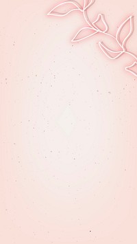 Old rose neon lights frame with leaves mobile phone wallpaper vector