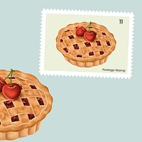 Cute cherry pie on a postage stamp vector