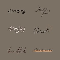 Motivational words in minimal handwritten typography vector