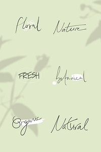 Nature words in minimal handwritten typography style vector