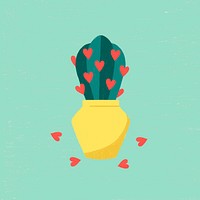 Love theme cactus in a pot illustration