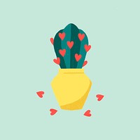 Love theme cactus in a pot vector