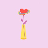 Heart shaped flower with rainbow vector