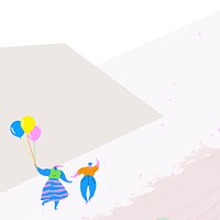 Male and female characters walking with balloons background vector
