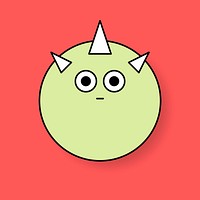 Funky green monster unicorn emoji sticker vector